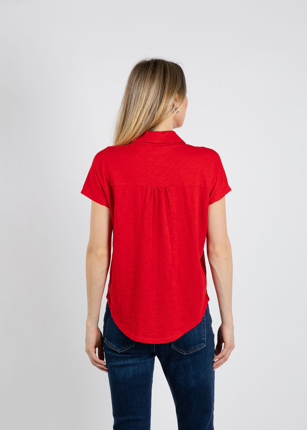 Elliott Lauren Bella Button Front Tee in Cherry available at Barbara Katz