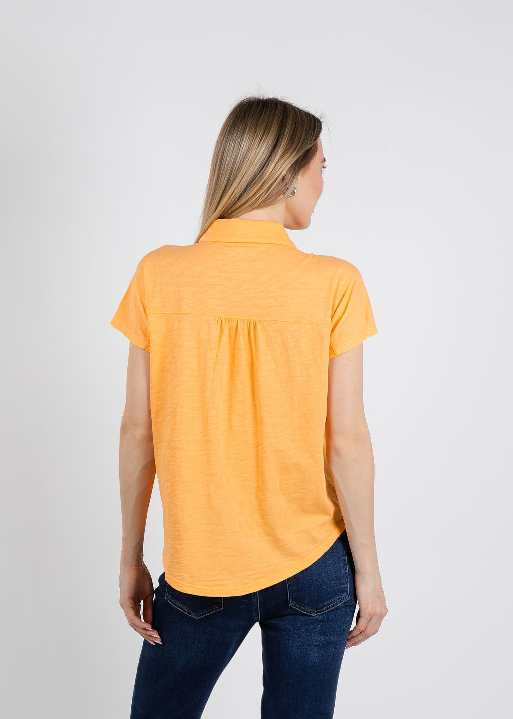 Elliott Lauren Bella Button Front Tee in Creamsicle available at Barbara Katz