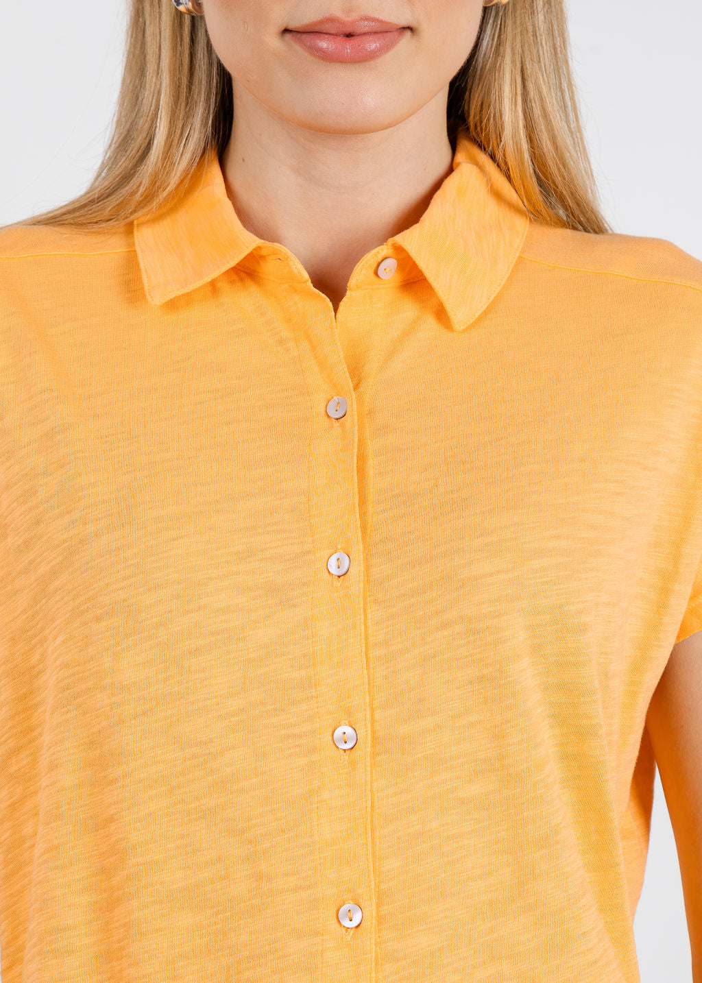 Elliott Lauren Bella Button Front Tee in Creamsicle available at Barbara Katz