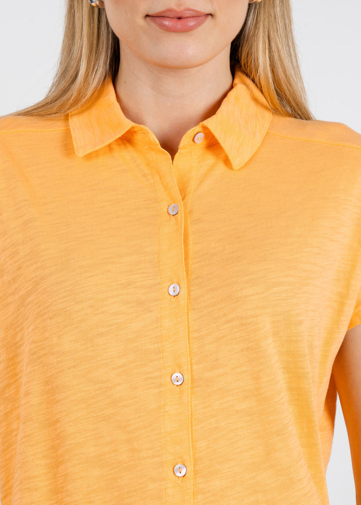Elliott Lauren Bella Button Front Tee in Creamsicle available at Barbara Katz