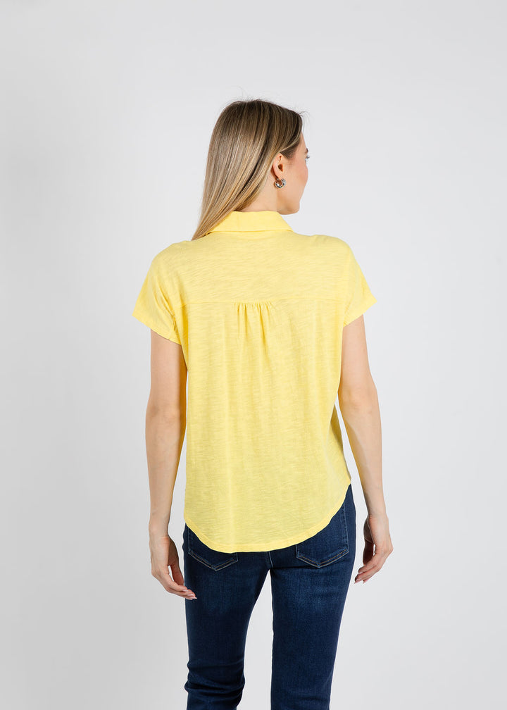 Elliott Lauren Bella Button Front Tee in Daffodil available at Barbara Katz