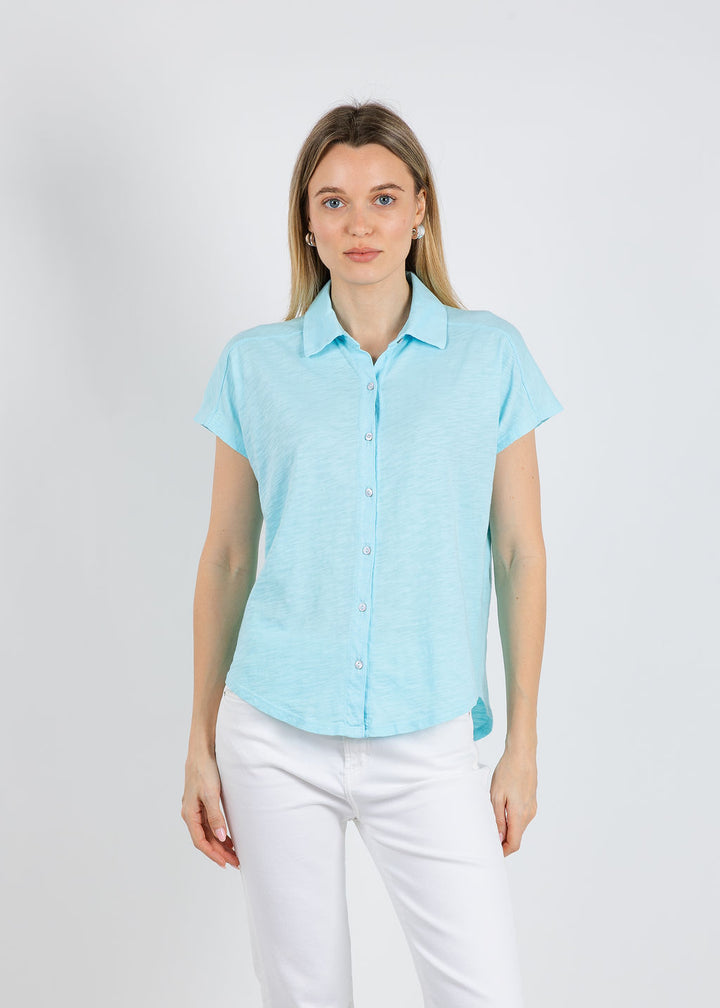 Elliott Lauren Bella Button Front Tee in Island available at Barbara Katz