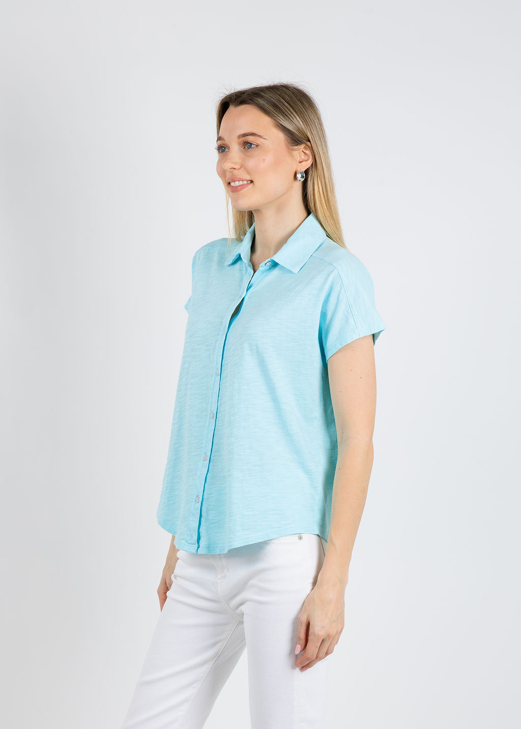 Elliott Lauren Bella Button Front Tee in Island available at Barbara Katz