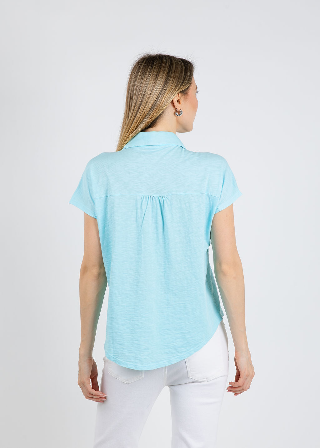 Elliott Lauren Bella Button Front Tee in Island available at Barbara Katz