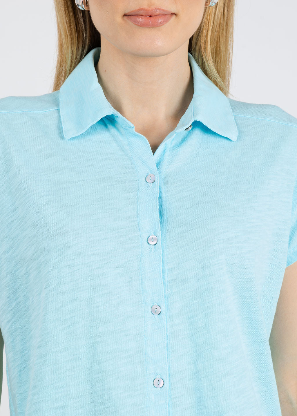 Elliott Lauren Bella Button Front Tee in Island available at Barbara Katz