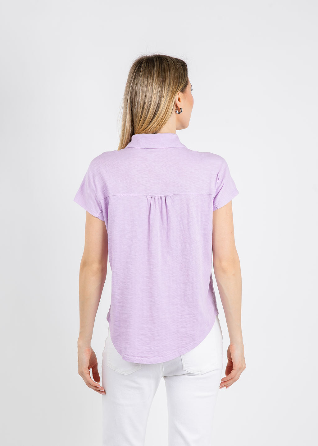 Elliott Lauren Bella Button Front Tee in Lavender available at Barbara Katz