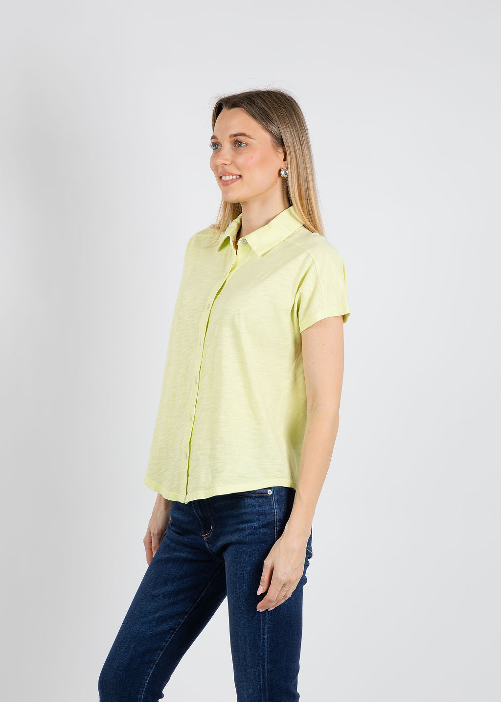 Elliott Lauren Bella Button Front Tee in Mojito available at Barbara Katz