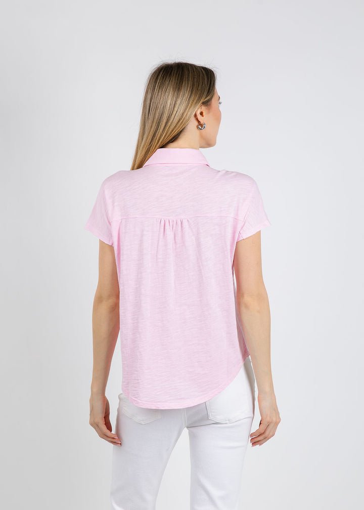 Elliott Lauren Bella Button Front Tee in Petal available at Barbara Katz