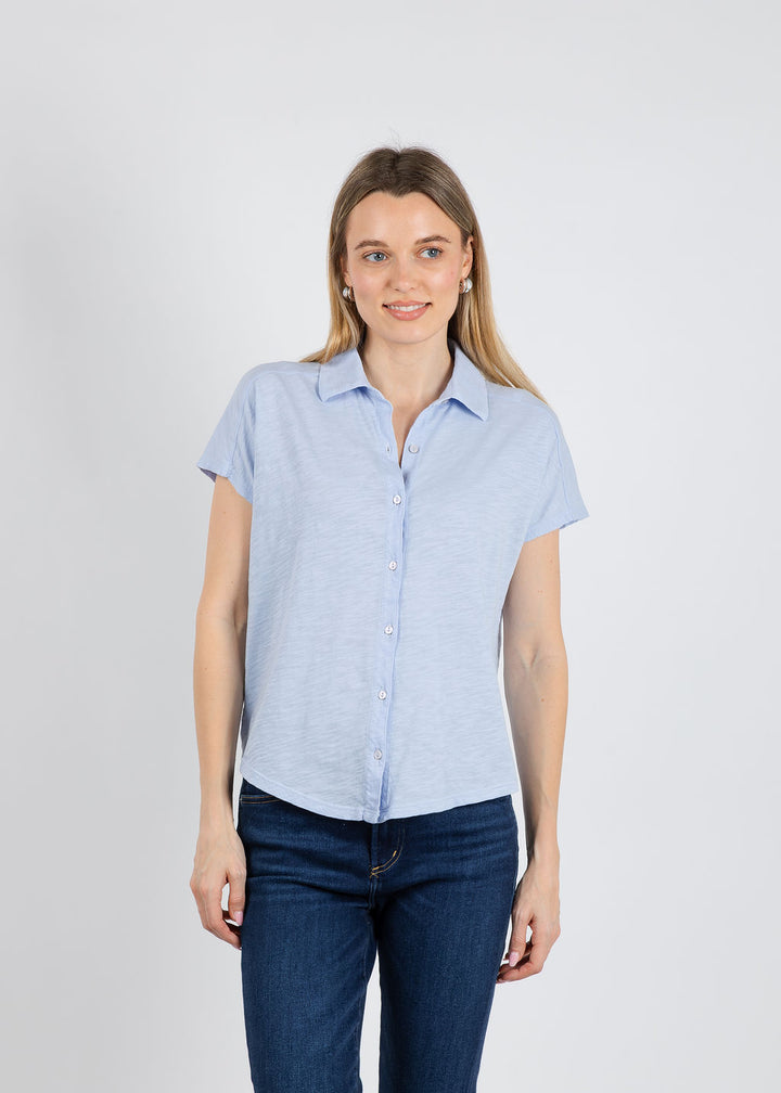 Elliott Lauren Bella Button Front Tee in Sky Blue available at Barbara Katz