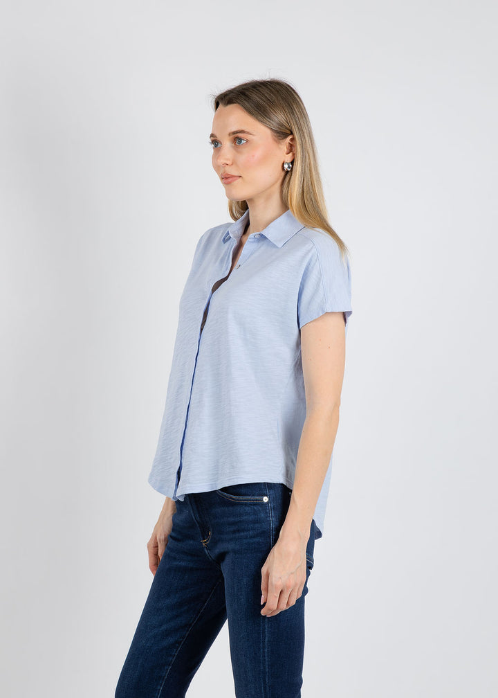 Elliott Lauren Bella Button Front Tee in Sky Blue available at Barbara Katz