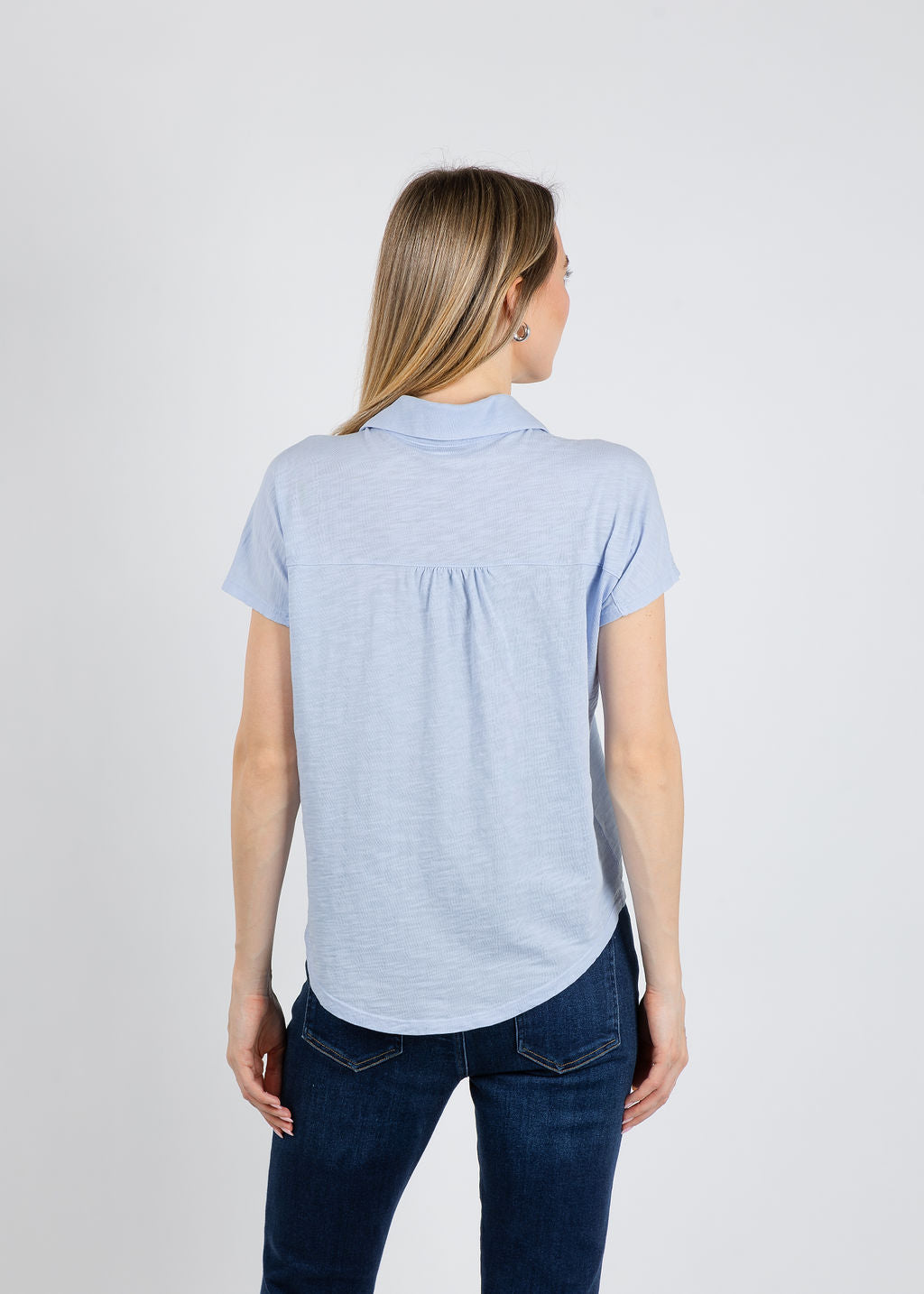 Elliott Lauren Bella Button Front Tee in Sky Blue available at Barbara Katz
