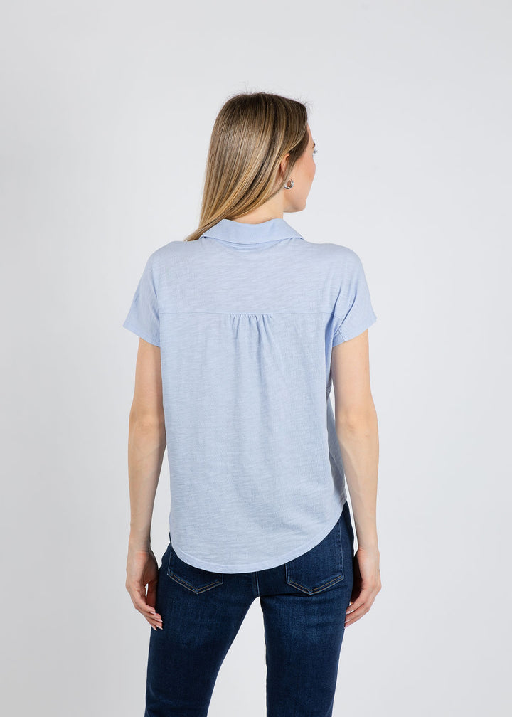 Elliott Lauren Bella Button Front Tee in Sky Blue available at Barbara Katz