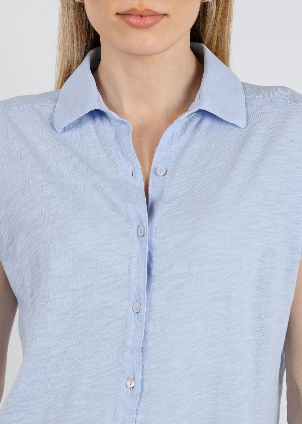Elliott Lauren Bella Button Front Tee in Sky Blue available at Barbara Katz