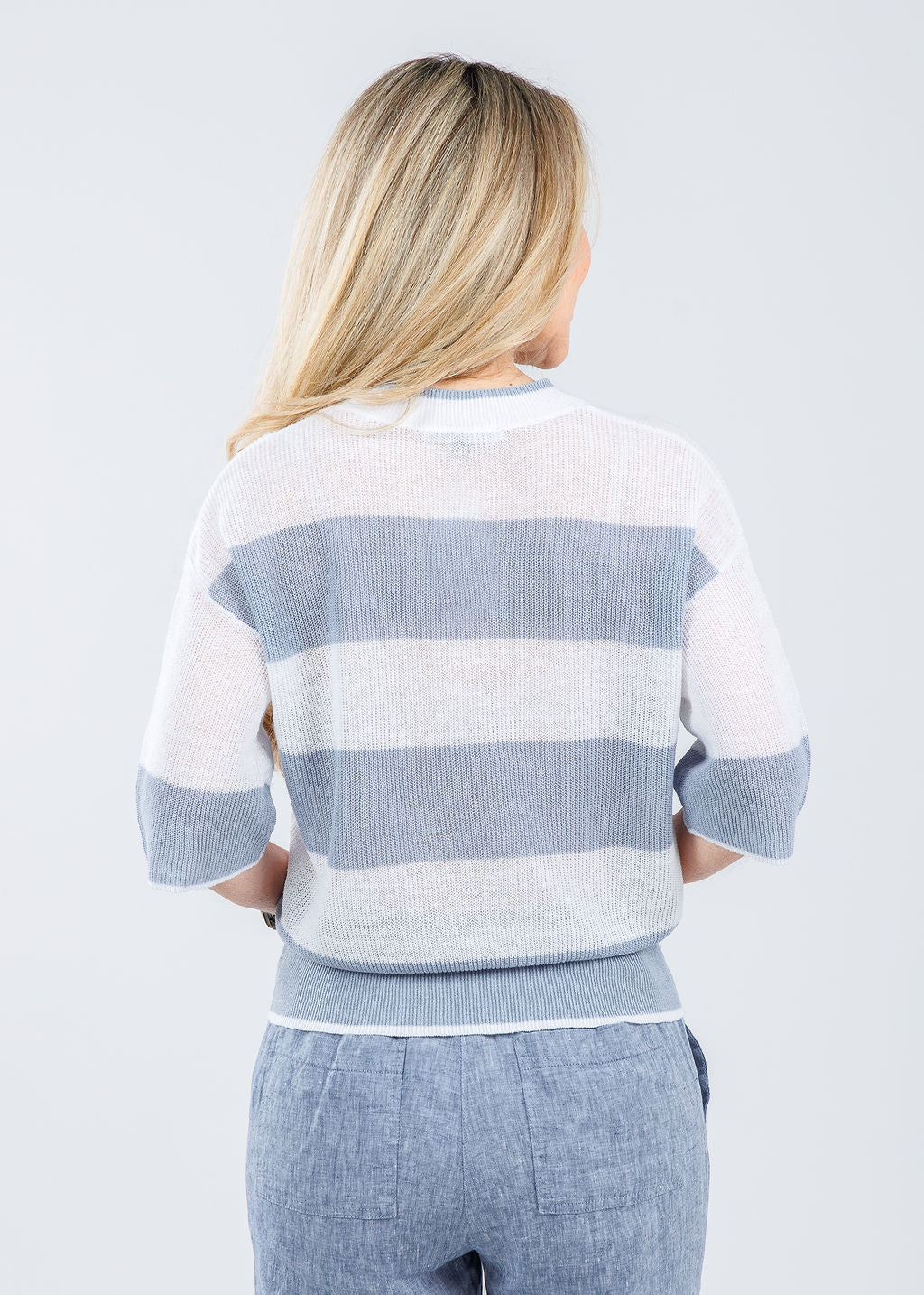 Elliott Lauren Bliss Rugby Stripe Sweater in Whisper Blue available at Barbara Katz