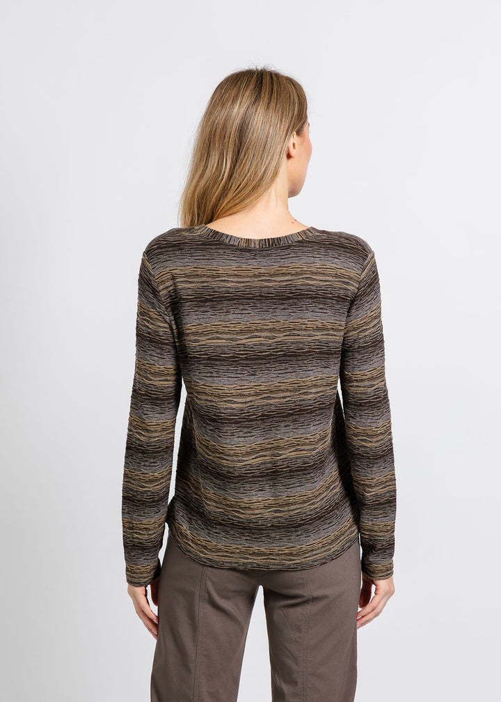Elliott Lauren Blurred Lines V Neck Top in Brown available at Barbara Katz