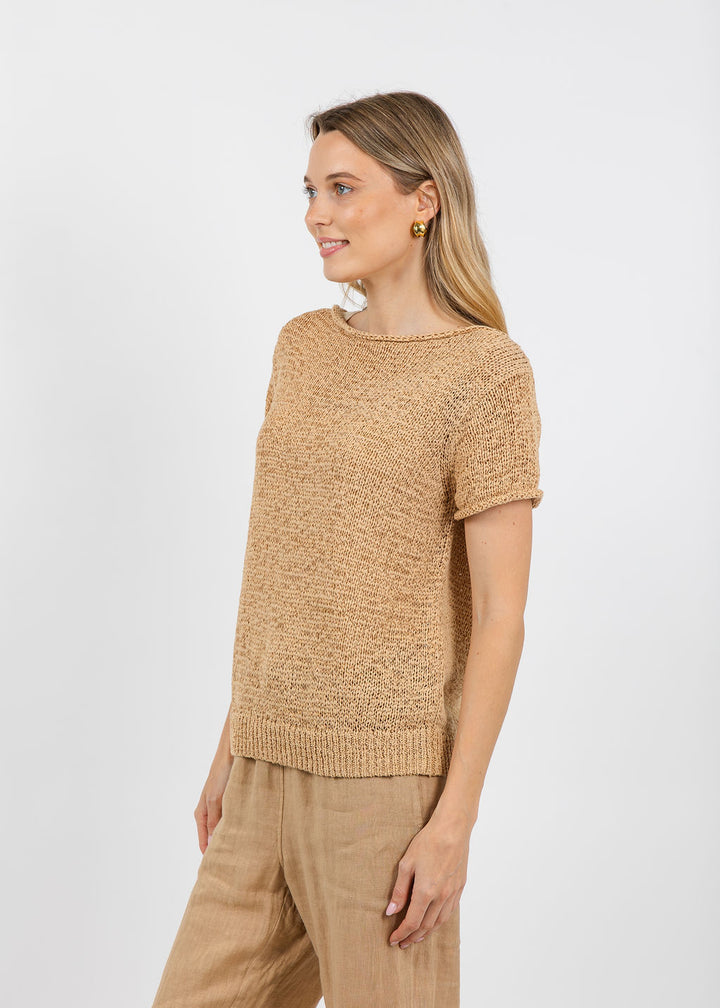 Elliott Lauren Boatneck Tape Yarn Sweater in Latte available at Barbara Katz