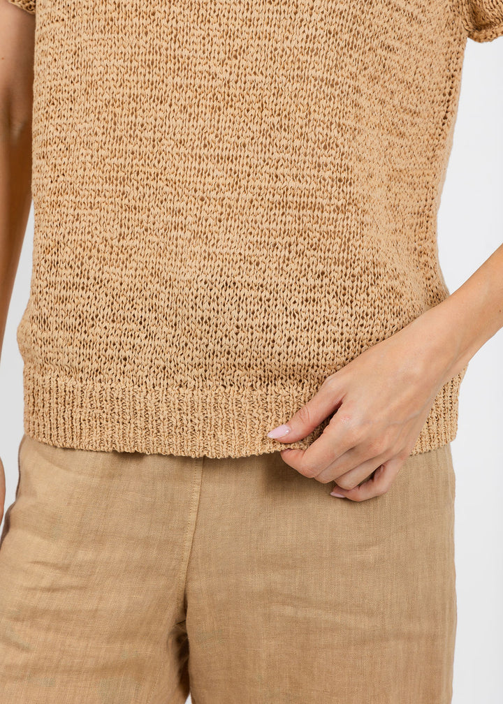 Elliott Lauren Boatneck Tape Yarn Sweater in Latte available at Barbara Katz
