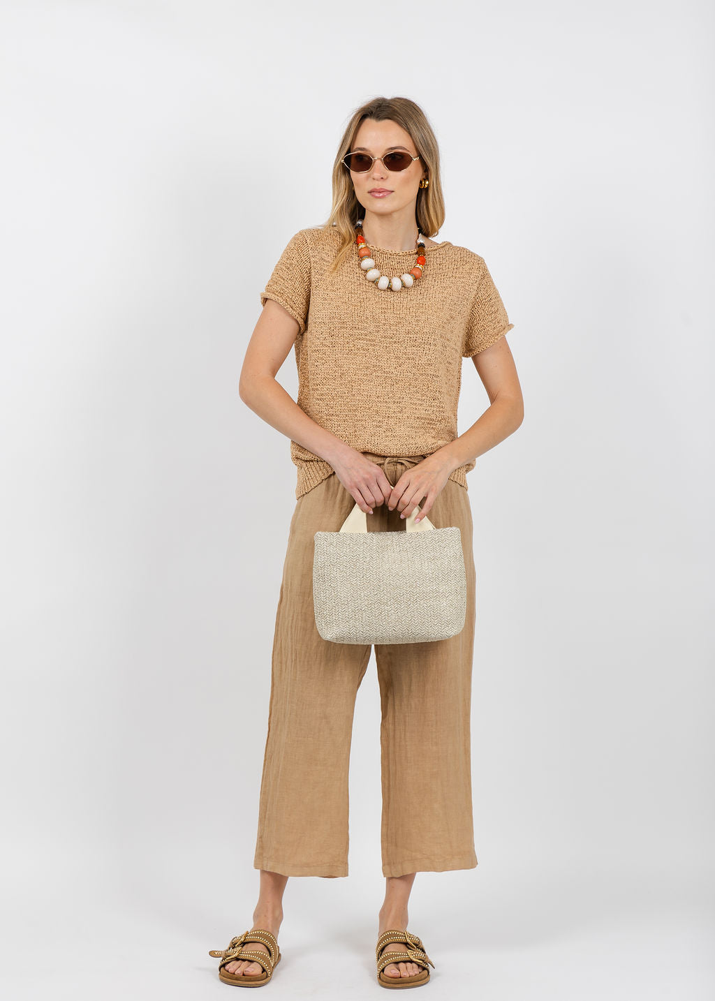Elliott Lauren Boatneck Tape Yarn Sweater in Latte available at Barbara Katz