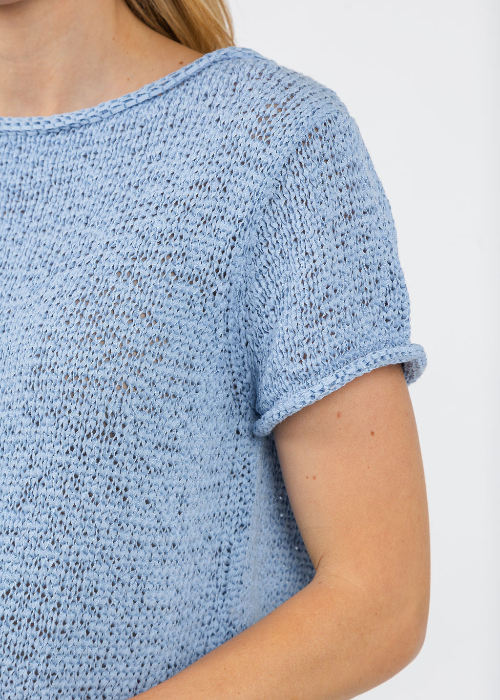 Elliott Lauren Boatneck Tape Yarn Sweater in Ocean available at Barbara Katz