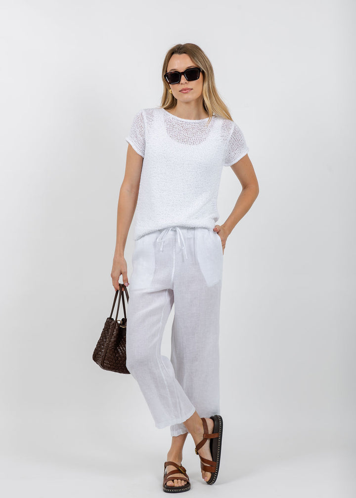 Elliott Lauren Boatneck Tape Yarn Sweater in White available at Barbara Katz