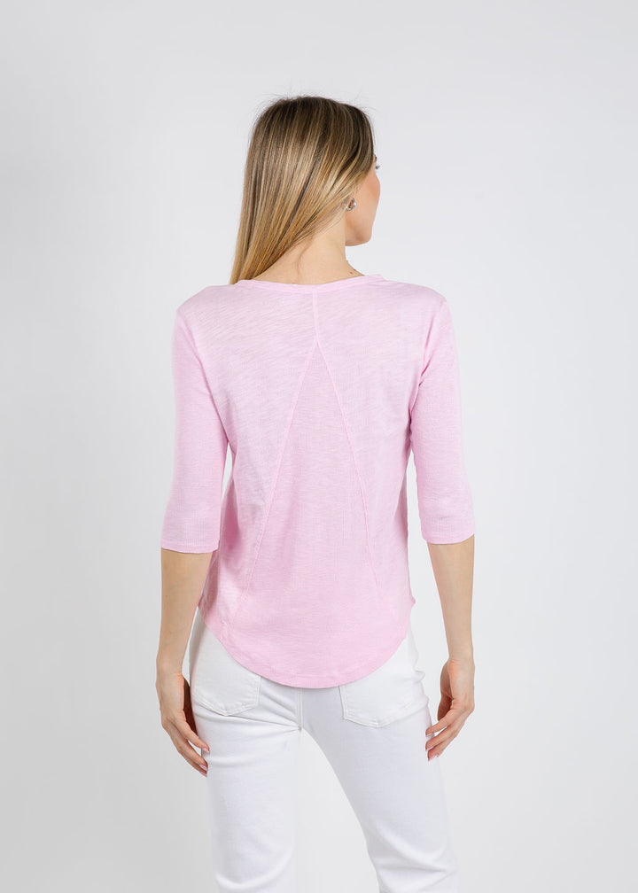 Elliott Lauren Caroline Crew Tee With Rib Sleeve & Gusset in Petal available at Barbara Katz