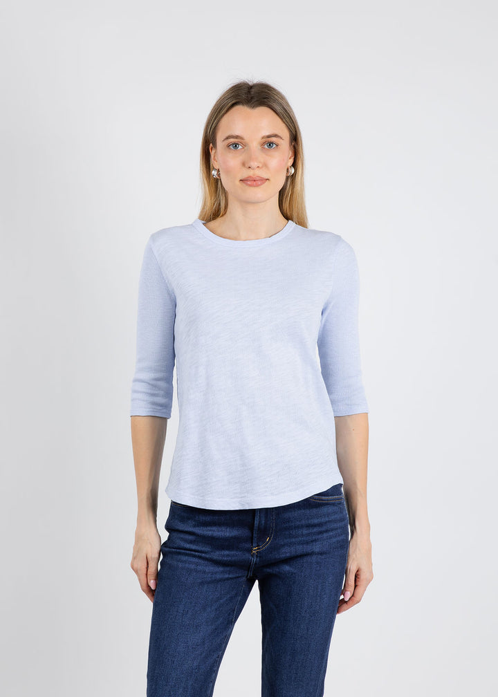 Elliott Lauren Caroline Crew Tee With Rib Sleeve & Gusset in Sky Blue available at Barbara Katz