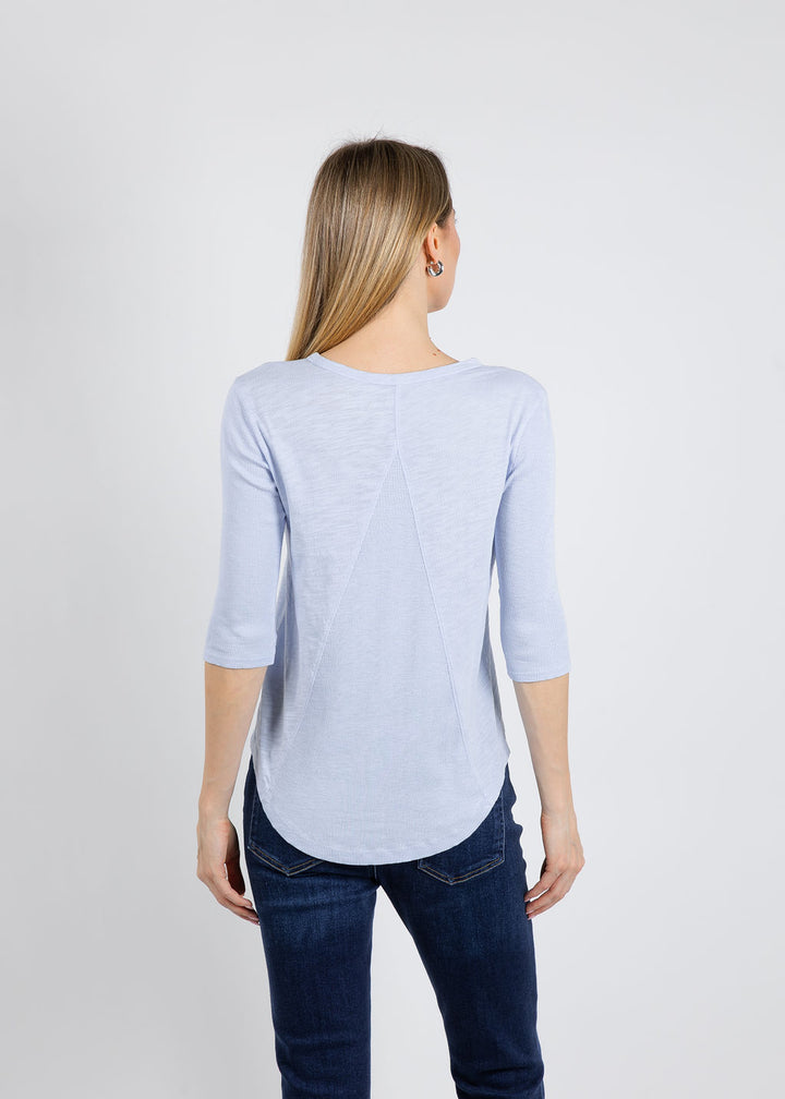 Elliott Lauren Caroline Crew Tee With Rib Sleeve & Gusset in Sky Blue available at Barbara Katz
