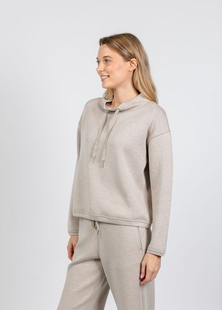 Elliott Lauren Comfort Zone Funnel Neck Top in Tapioca available at Barbara Katz