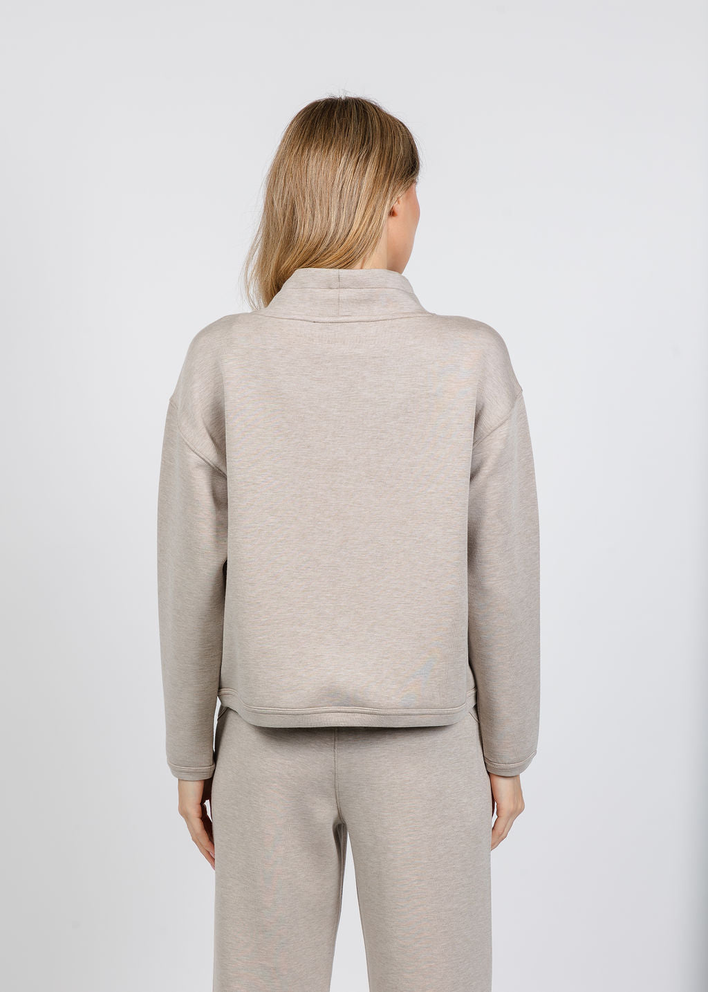 Elliott Lauren Comfort Zone Funnel Neck Top in Tapioca available at Barbara Katz