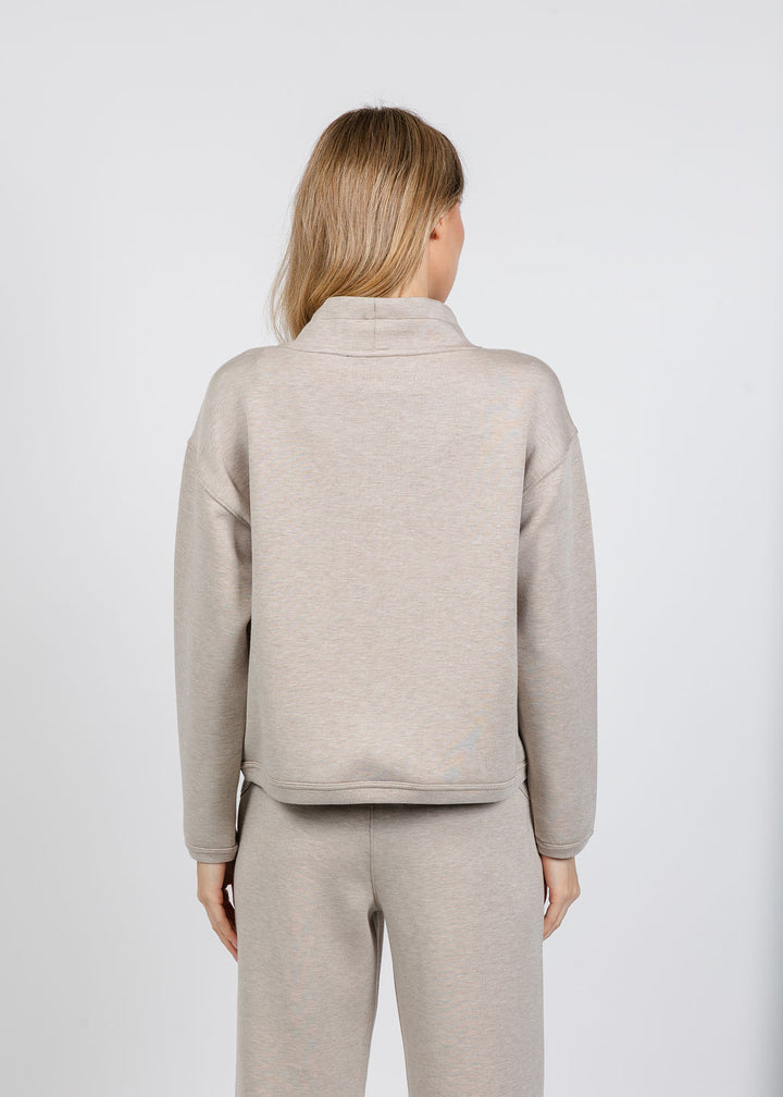 Elliott Lauren Comfort Zone Funnel Neck Top in Tapioca available at Barbara Katz