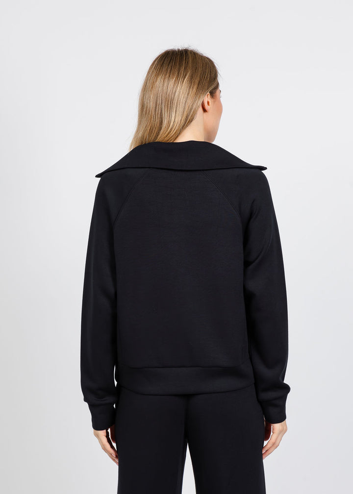 Elliott Lauren Comfort Zone Half Zip Seam Top in Black available at Barbara Katz