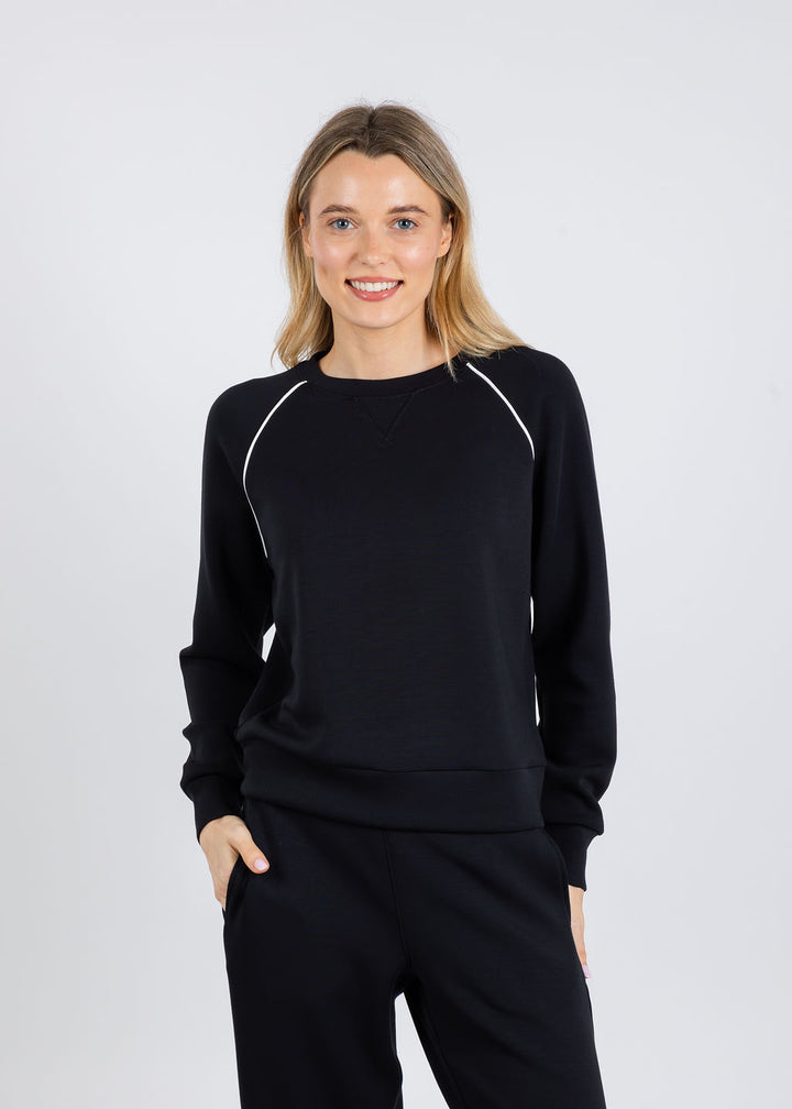 Elliott Lauren Comfort Zone Raglan Sleeve Pullover Sweater in Black available at Barbara Katz