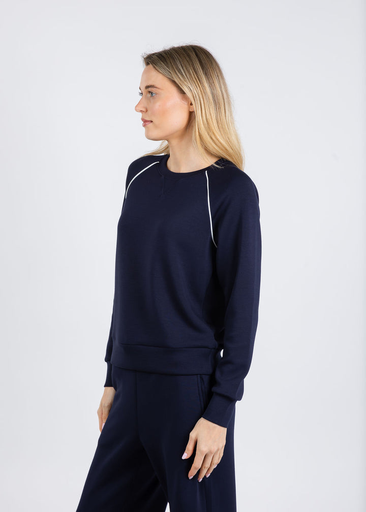 Elliott Lauren Comfort Zone Raglan Sleeve Pullover Sweater in Navy available at Barbara Katz