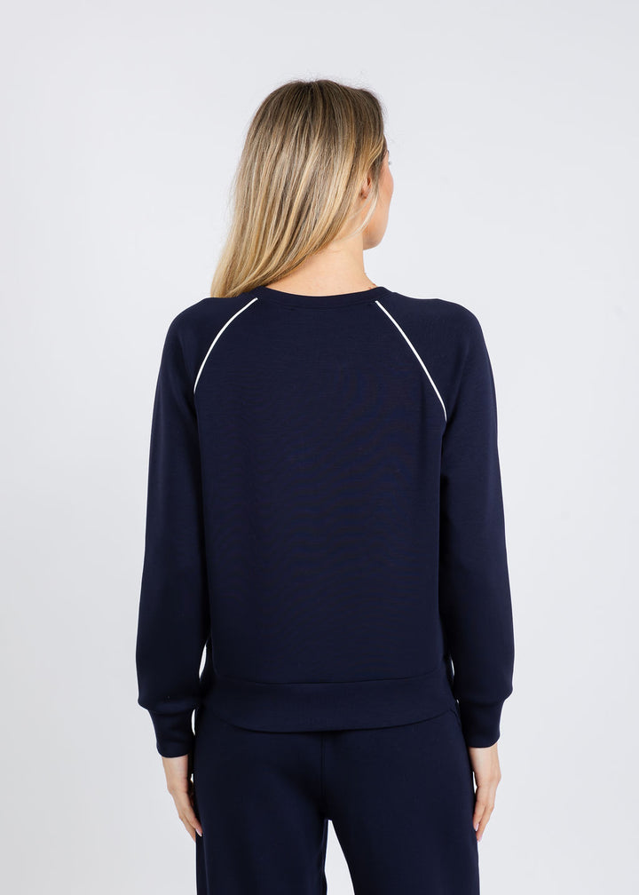 Elliott Lauren Comfort Zone Raglan Sleeve Pullover Sweater in Navy available at Barbara Katz