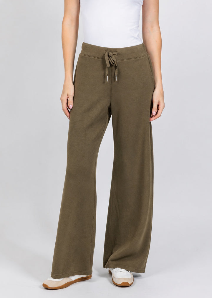 Elliott Lauren Comfort Zone Wide Leg Pant in Olive available at Barbara Katz