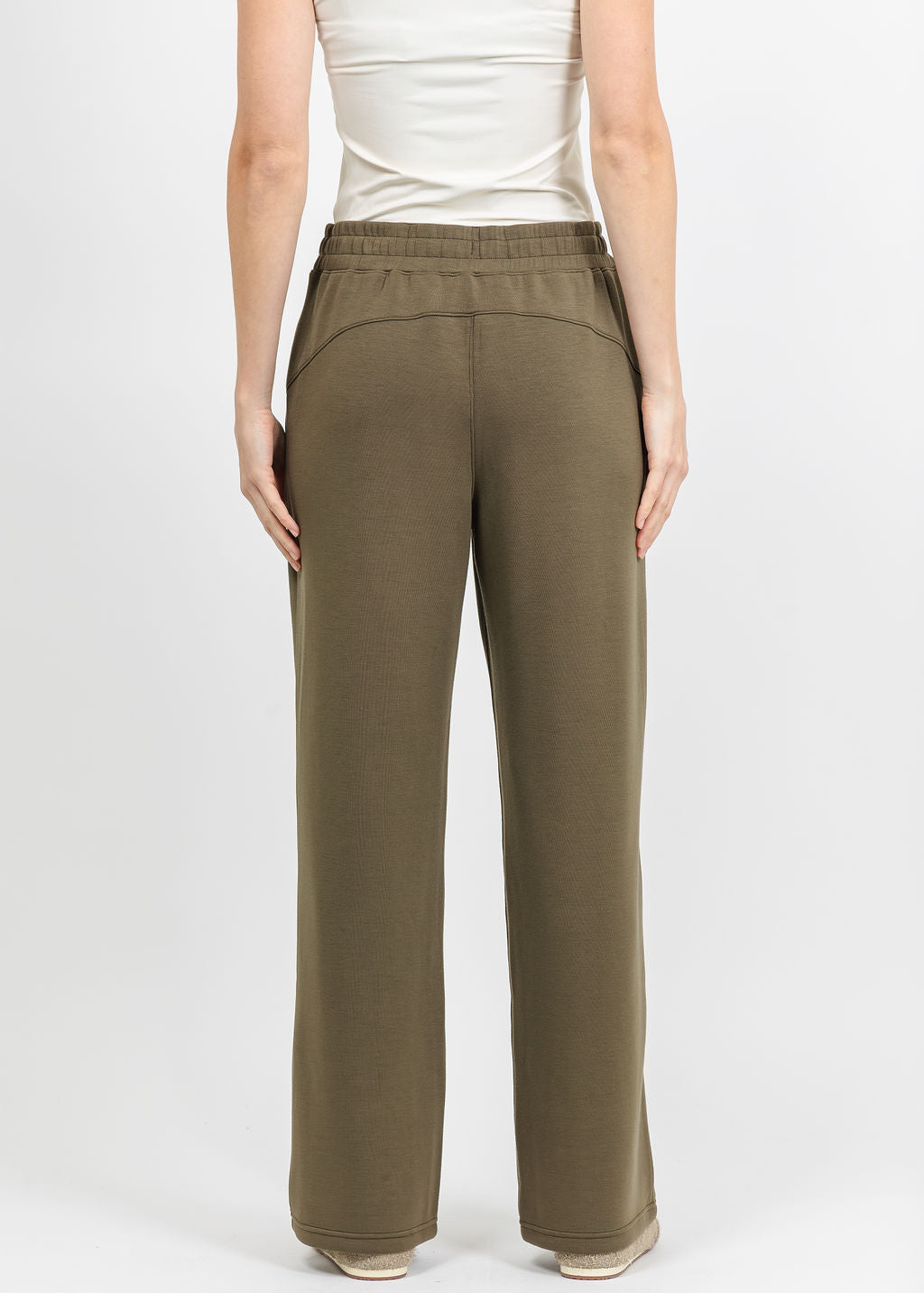 Elliott Lauren Comfort Zone Wide Leg Pant in Olive available at Barbara Katz