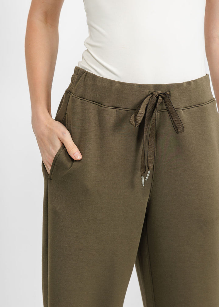 Elliott Lauren Comfort Zone Wide Leg Pant in Olive available at Barbara Katz