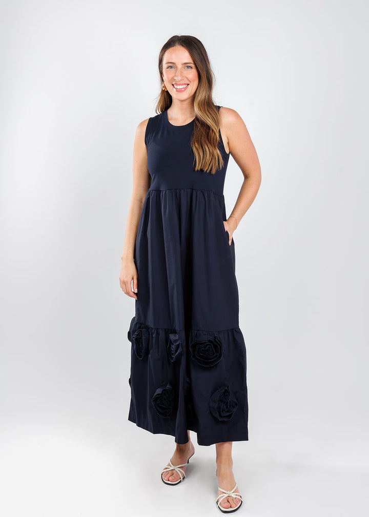 Elliott Lauren Coming Up Roses Dress in Navy available at Barbara Katz
