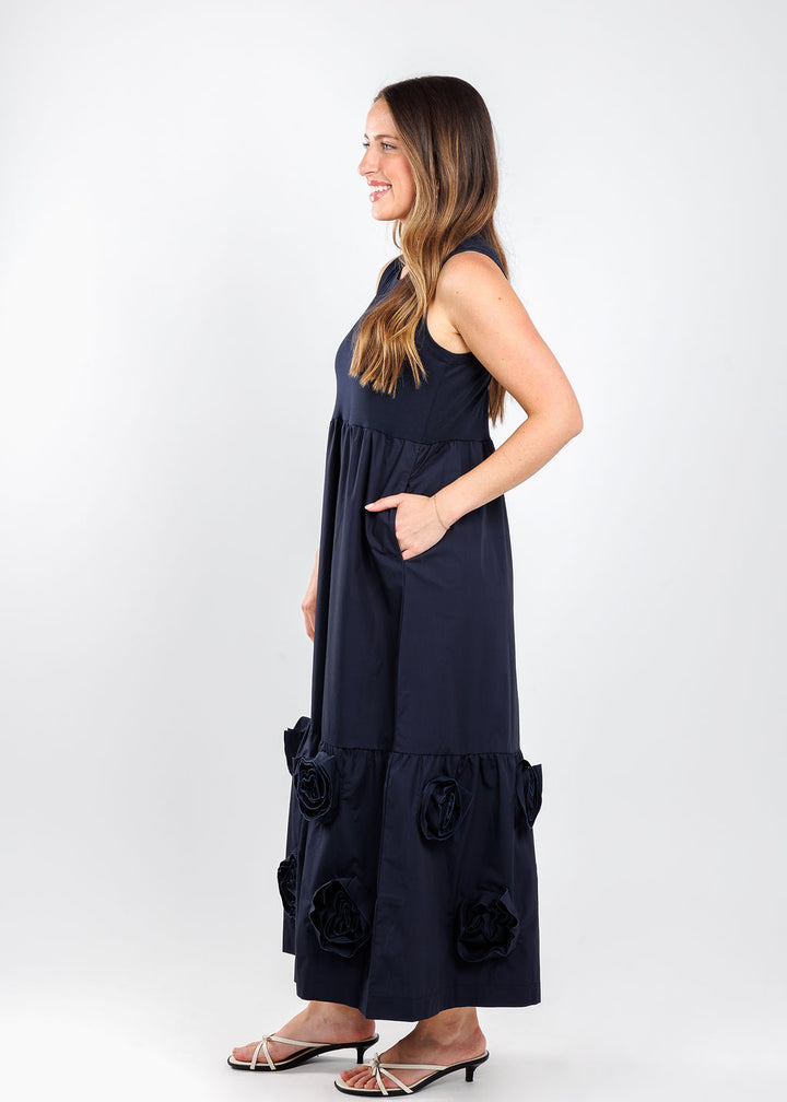 Elliott Lauren Coming Up Roses Maxi Dress in Navy available at Barbara Katz