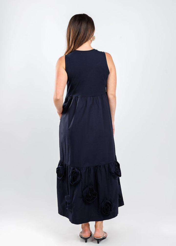 Elliott Lauren Coming Up Roses Dress in Navy available at Barbara Katz