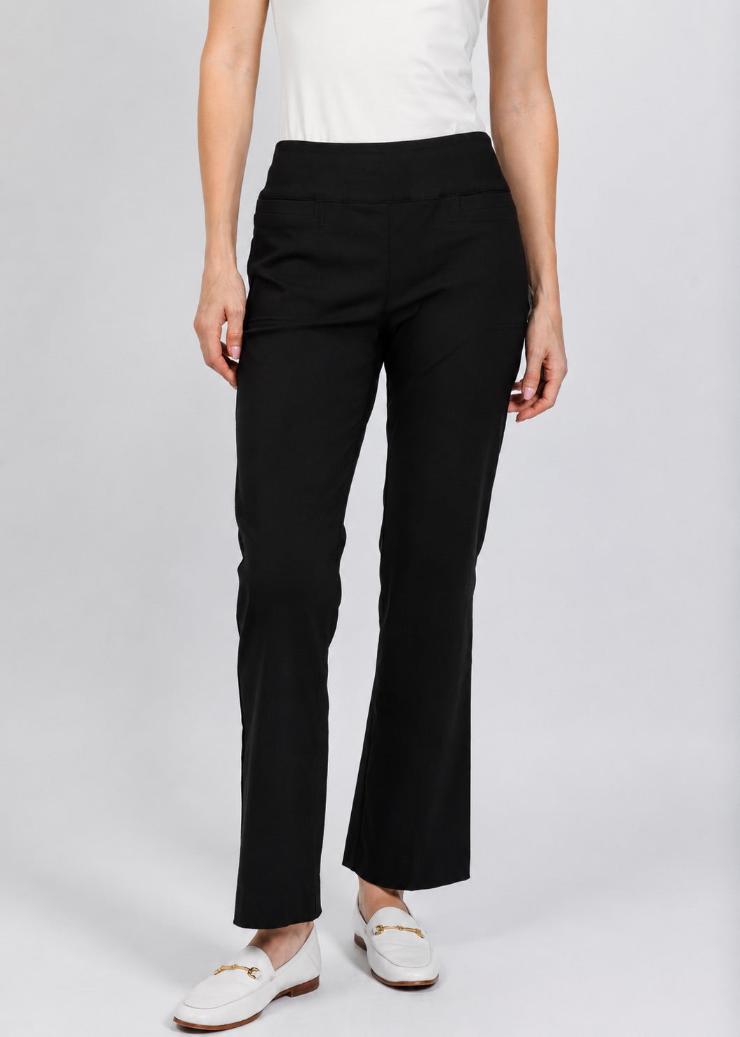 Elliott Lauren Pull-On Ponte Pant in Black available at Barbara Katz