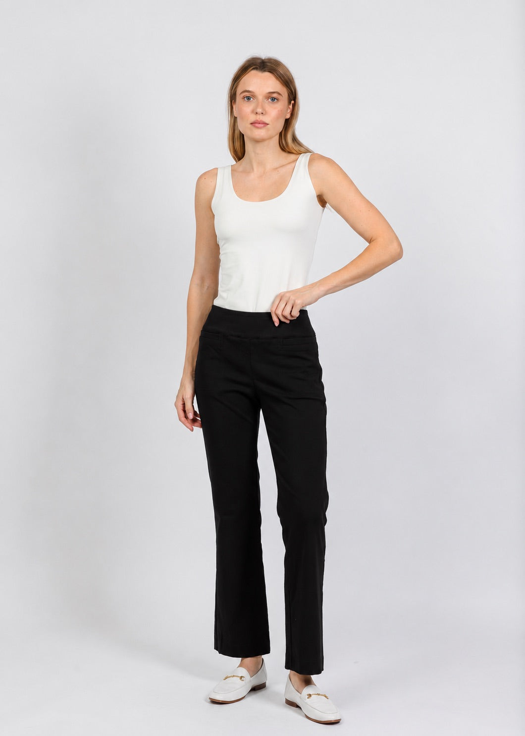 Elliott Lauren Pull-On Ponte Pant in Black available at Barbara Katz