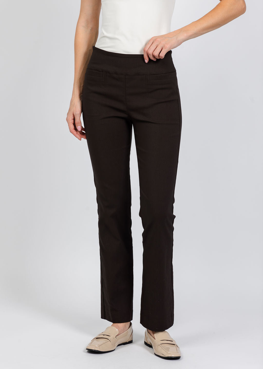 Elliott Lauren Control Stretch Bootcut Pant in Chocolate available at Barbara Katz