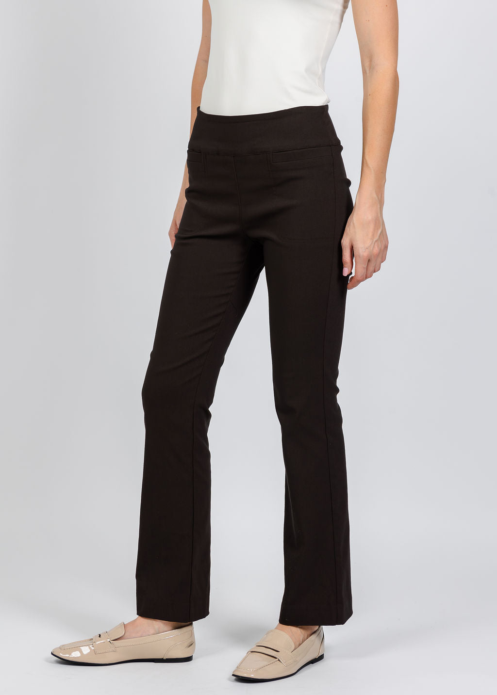 Elliott Lauren Control Stretch Bootcut Pant in Chocolate available at Barbara Katz