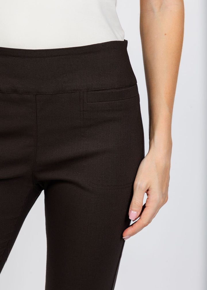 Elliott Lauren Pull-On Ponte Pant in Chocolate available at Barbara Katz