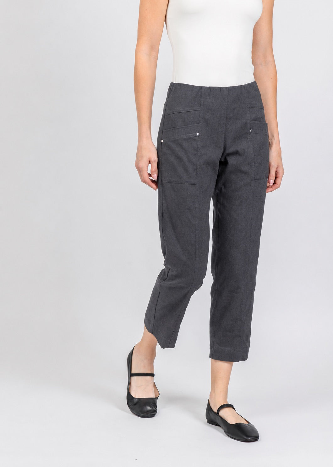 Elliott Lauren Control Stretch Cargo Pant in Anthracite available at Barbara Katz