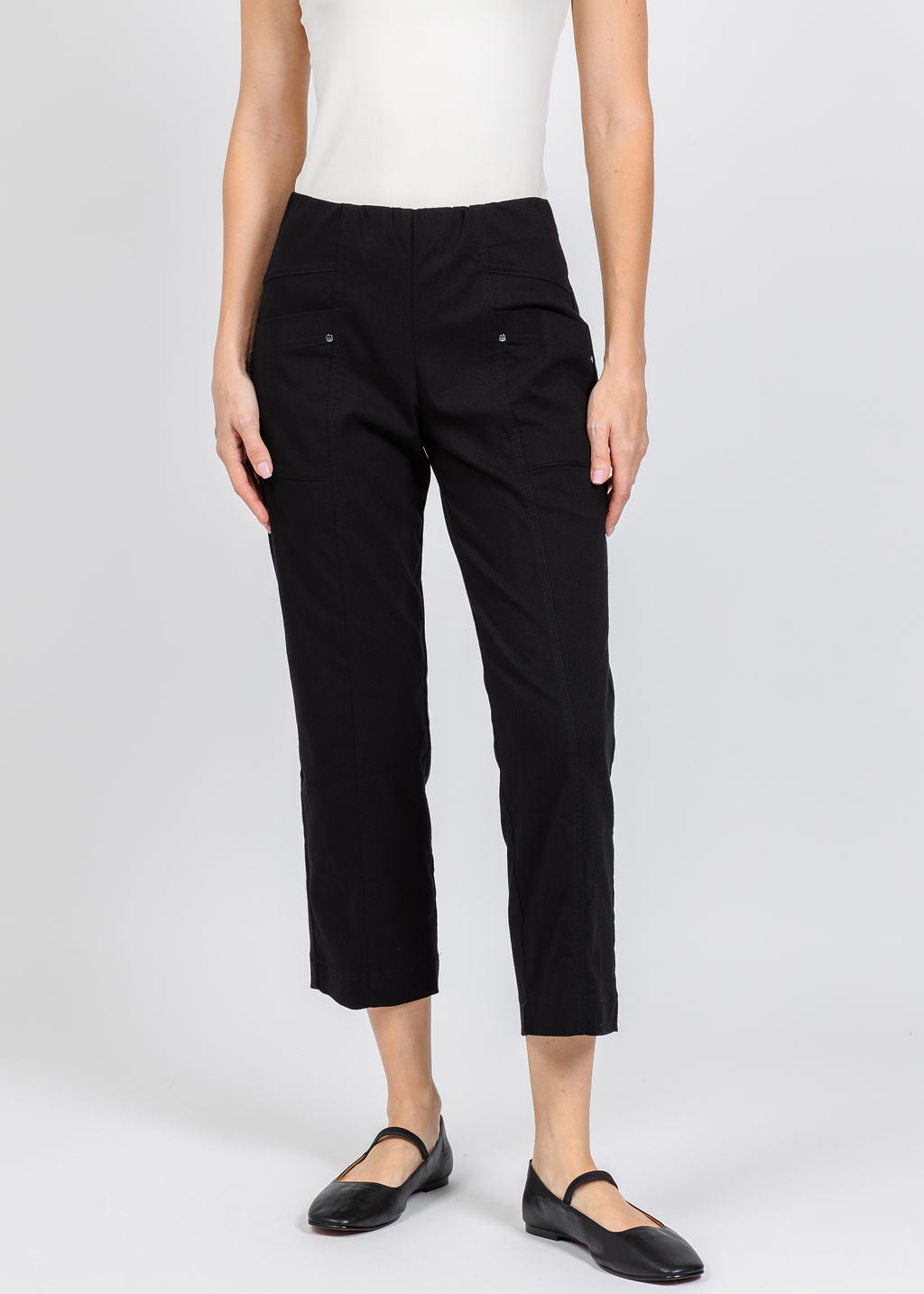 Elliott Lauren Control Stretch Cargo Pant in Black available at Barbara Katz