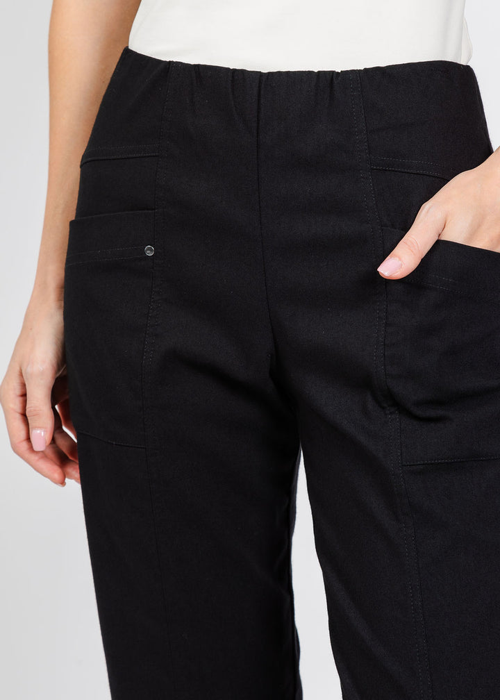 Elliott Lauren Control Stretch Cargo Pant in Black available at Barbara Katz