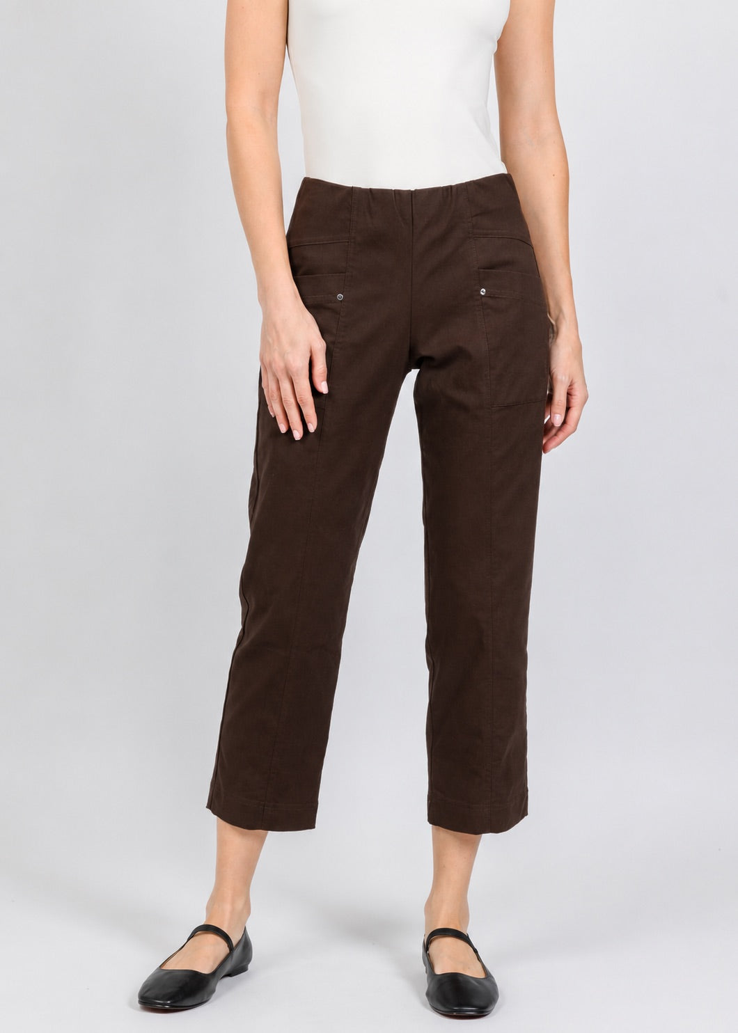 Elliott Lauren Control Stretch Cargo Pant in Chocolate available at Barbara Katz