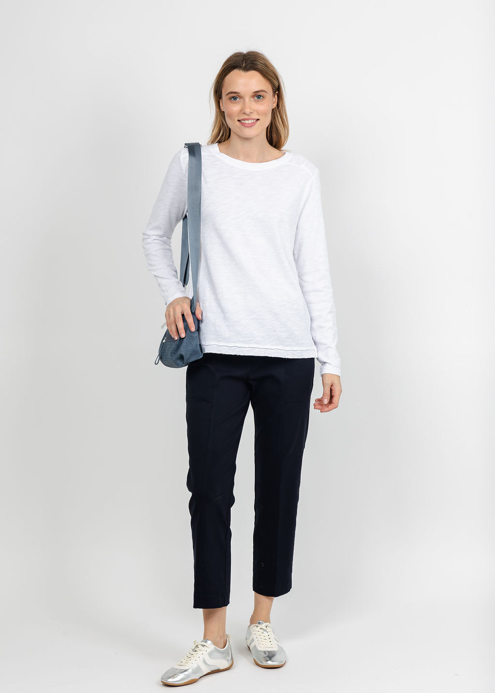 Elliott Lauren Control Stretch Cargo Pant in Navy available at Barbara Katz